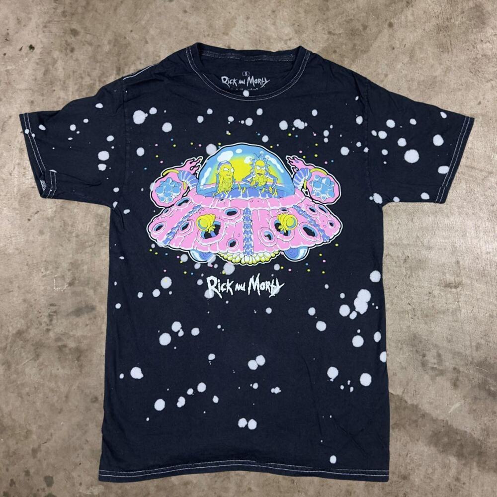 Rick and Morty Space Cruiser Bleach Splatter Tee Ripple Junction T-Shirt Mens S